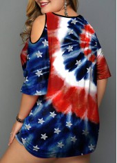 Tie Dye and American Flag Print Plus Size T Shirt