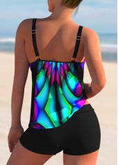 Colorful Printed Spaghetti Strap Tankini Set 