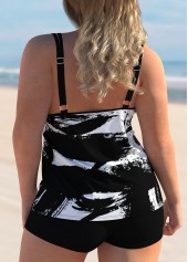 Spaghetti Strap Plus Size Printed Tankni Set