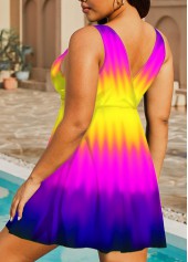 Ombre Colorful Printed Plus Size Swimdress Top-No Bottom