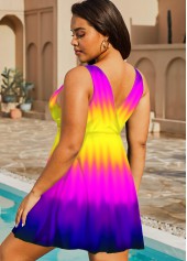 Ombre Colorful Printed Plus Size Swimdress Top-No Bottom