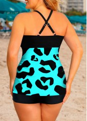 Cross Strap Plus Size Leopard Tankini Set