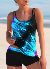 Tribal Print Spaghetti Strap Tankini Set 