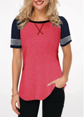Short Sleeve Round Neck Contrast T Shirt