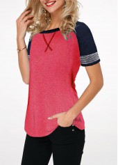 Short Sleeve Round Neck Contrast T Shirt