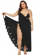 Spaghetti Strap Plus Size Pierced Dettail Cover Up