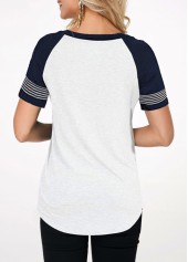 Short Sleeve Contrast Round Neck T Shirt