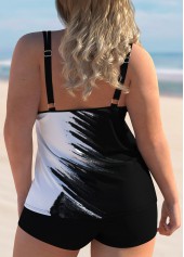 Spaghetti Strap Plus Size Printed Tankini Set