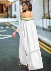 Striped Off Shoulder High Slit Blouse