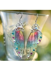 Rainbow Color Butterfly Wings Detail Earrings