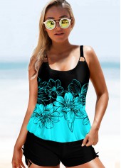 Floral Print Spaghetti Strap Tankini Set 
