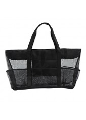Sheer Mesh Stitching Solid Pocket Detail Storage Bag