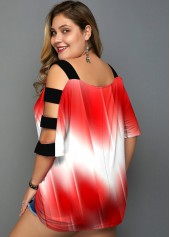 Ladder Cutout Plus Size Ombre T Shirt