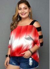 Ladder Cutout Plus Size Ombre T Shirt