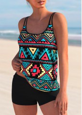 Tribal Print Spaghetti Strap Tankini Set