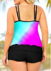 Spaghetti Strap Plus Size Colorful Tankini Set