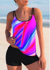 Colorful Print Spaghetti Strap Tankini Set