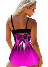 Cross Strap Tribal Print Ombre Swimdress and Panty 