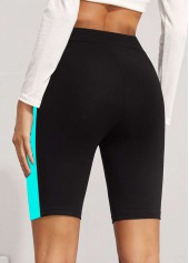 Skinny Color Block Mid Waist Swim Shorts