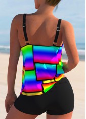 Rainbow Color Geometric Print Tankini Set