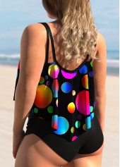 Rainbow Color Plus Size Polka Dot Tankini Set