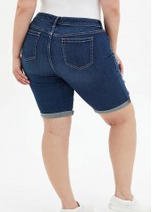 Plus Size Acid Washed Shredded Denim Shorts