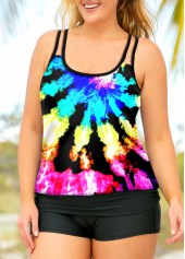 Colorful Plus Size Tie Dye Print Tankini Set