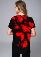 Short Sleeve Floral Print Round Neck T Shirt