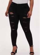 Shredded Black Skinny Plus Size Jeans