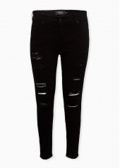 Shredded Black Skinny Plus Size Jeans