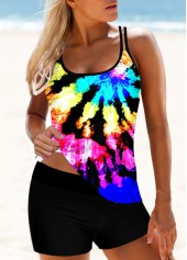Tie Dye Print Rainbow Color Tankini Set
