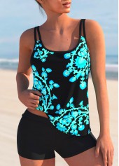 Spaghetti Strap Floral Print Tankini Set