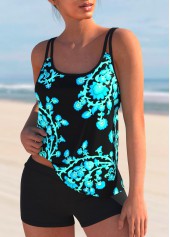 Spaghetti Strap Floral Print Tankini Set