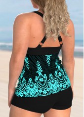 Tribal Print Cross Strap Tankini Set 