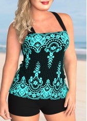 Tribal Print Cross Strap Tankini Set 