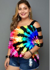 Multicolor Tie Dye Print Plus Size T Shirt
