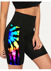 Tie Dye Print High Waisted Swim Shorts
