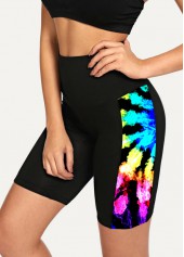 Tie Dye Print High Waisted Swim Shorts