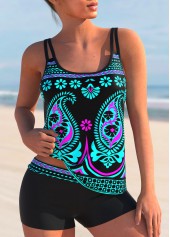 Tribal Print Spaghetti Strap Tankini Set