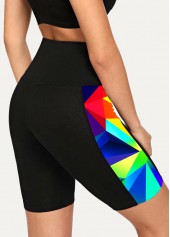 High Waisted Geometric Print Swim Shorts