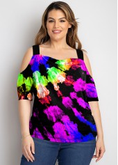 Rainbow Color Plus Size Tie Dye Print T Shirt