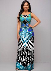 Leopard and Tribal Print Spaghetti Strap Dress