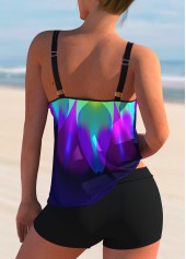 Colorful Printed Spaghetti Strap Tankini Set 