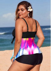 Colorful Wide Strap Plus Size Swimdress and Shorts
