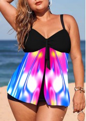 Colorful Wide Strap Plus Size Swimdress and Shorts