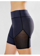 Fabric Stitching Black High Waisted Sports Bottom