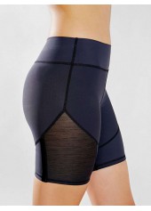 Fabric Stitching Black High Waisted Sports Bottom