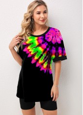 Tie Dye Print Short Sleeve Sweatsuit Setti