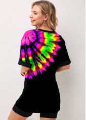 Tie Dye Print Short Sleeve Sweatsuit Setti