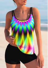  Wide Strap Multi ColorHigh Waisted Tankini Set 
